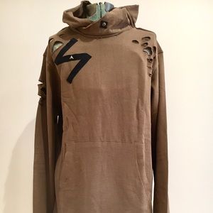 🔴 French Terry Distressed Pullover Hoodie NWT